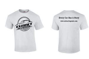 Unisex Cotton White Tee with Black Extinct Legends Logo