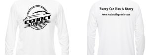 Men's Dri Fit Long Sleeve White Tee with Black Extinct Legends Logo