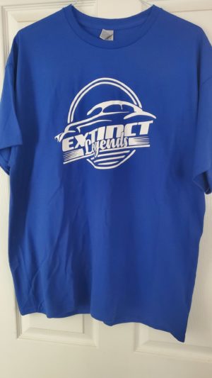 Unisex Cotton Blue Tee with White Extinct Legends Logo