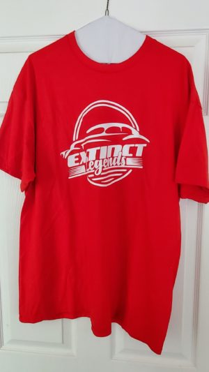Unisex Cotton Red Tee with White Extinct Legends Logo